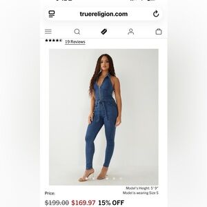 True Religion Denim Jumpsuit NWT
